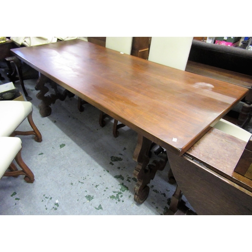 1818 - Mid 20th Century Casa Pupo walnut dining room suite, comprising a refectory style table with shaped ... 