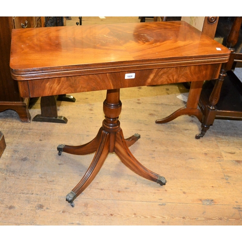 1828 - Reproduction mahogany fold-over card table by Reprodux