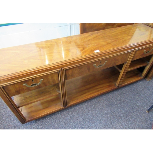 1834 - Pair of American cherry wood lamp tables, each with a single drawer to the undertier, 56cms square, ... 