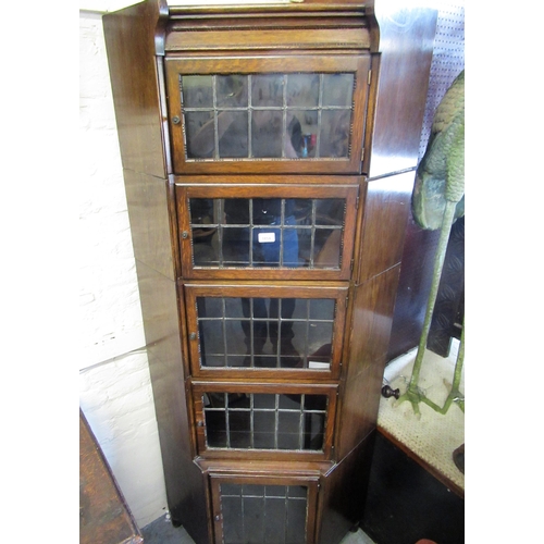 1859 - 1930's Minty oak corner sectional bookcase with leaded glazed doors