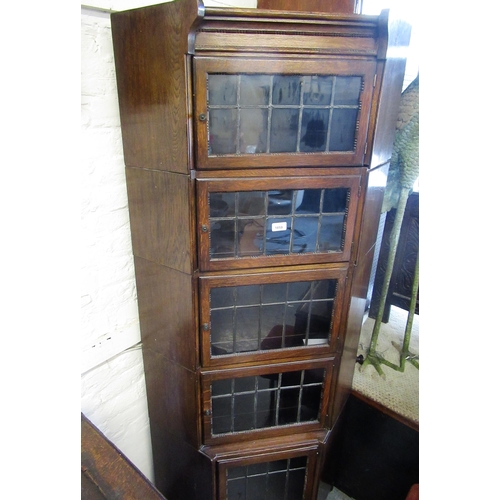 1859 - 1930's Minty oak corner sectional bookcase with leaded glazed doors