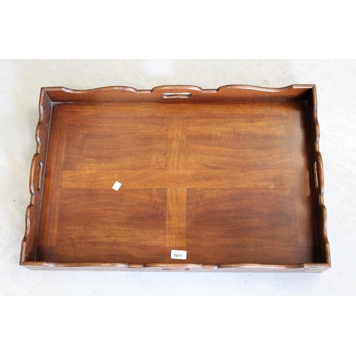 1871 - Reproduction rectangular mahogany brass mounted tray