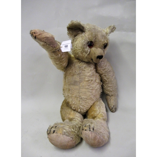 193 - Plush covered jointed teddy bear, 55cms tall