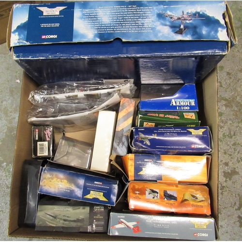 207 - Box containing a quantity of various metal diecast model aeroplanes, including Corgi Aviation Archiv... 