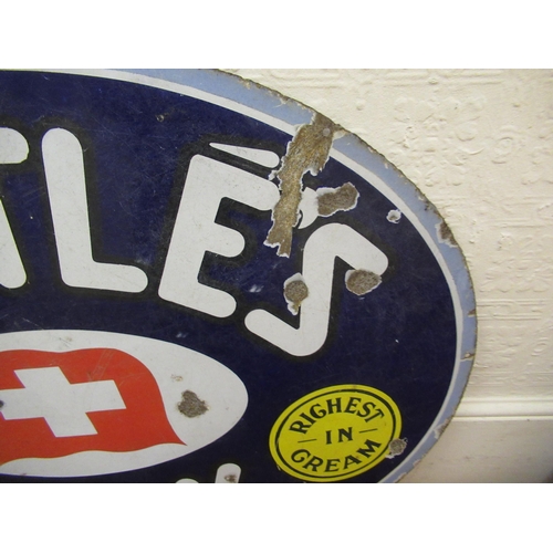 318 - Original early 20th Century Nestle's Milk oval sign, 2ft 32ins