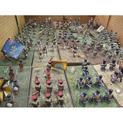 340 - Collection of diecast plastic infantry and mounted figures, all painted and mounted