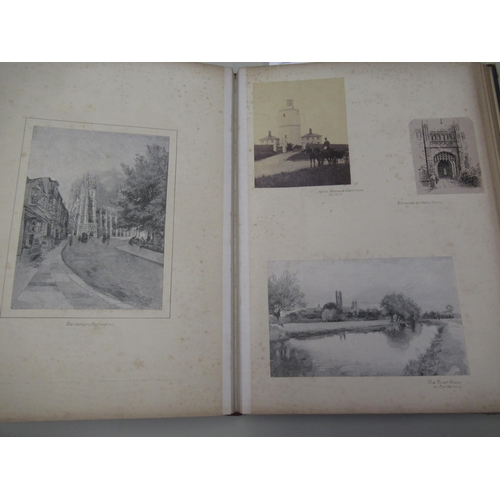 341 - Late 19th / early 20th Century leather bound album with various photographs, prints and watercolours... 