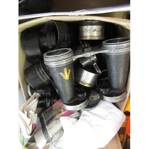 368 - Four pairs of World War II binoculars including Barr & Stroud and Bell & Ross, together with various... 