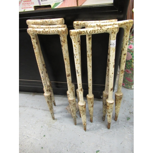 413 - Set of six Davidson 19th Century painted cast metal croquet hoops