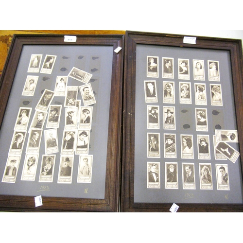 418 - Set of Ringers cigarette cards, film stars, housed in two frames