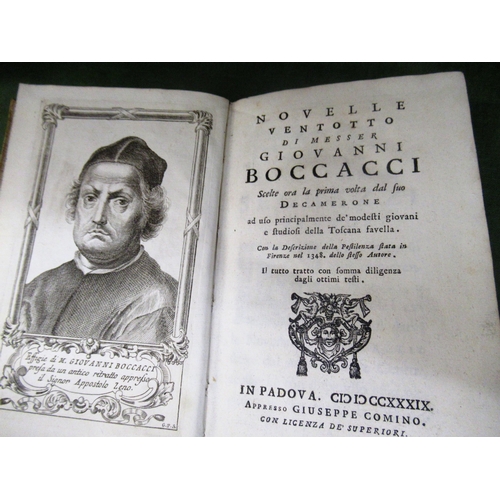 430 - One volume, ' Novelle Ventotto di Messer Giovanni Boccacci ', 1739, vellum bound