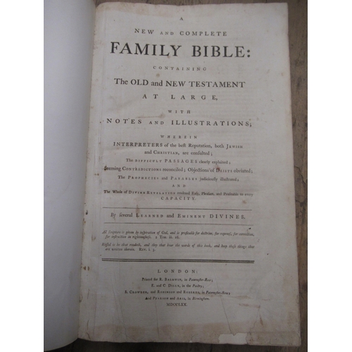 431 - Two volumes, ' The Family Bible MDCCLXX (1770) ', part leather bound