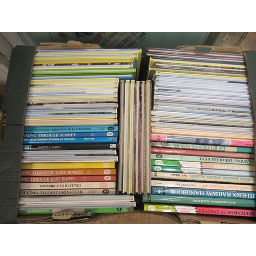 435 - Four boxes containing an extensive collection of approximately 120 plus of railway related books