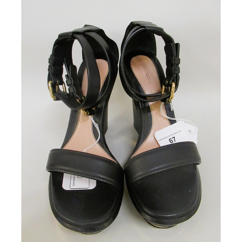 67 - Alexander McQueen, Trompe l'Oeil black leather sandals, size 39