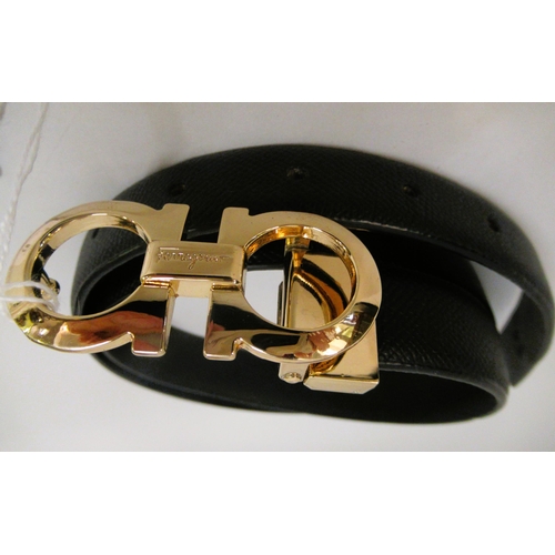 83 - Salvatore Ferragamo Gancini reversible black leather belt, size 105cms, together with a Salvatore Fe... 