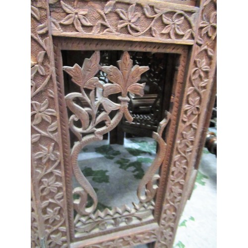 1802 - Indian octagonal carved hardwood occasional table, on a folding support