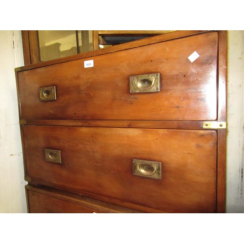 1825 - Pair of mid 20th Century yew wood military style two drawer bedside chests