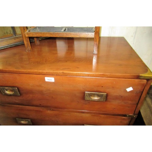 1825 - Pair of mid 20th Century yew wood military style two drawer bedside chests