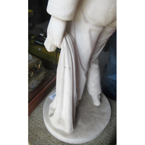 1830 - 19th Century Italian carved white marble figure a beggar boy, on an integral oval plinth base, inscr... 