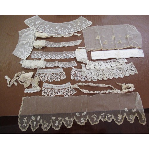 105 - Small collection of early lacework clothing, and trimmings