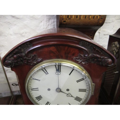 1431 - Victorian mahogany bracket clock, the painted dial with Roman numerals, the case with applied floral... 