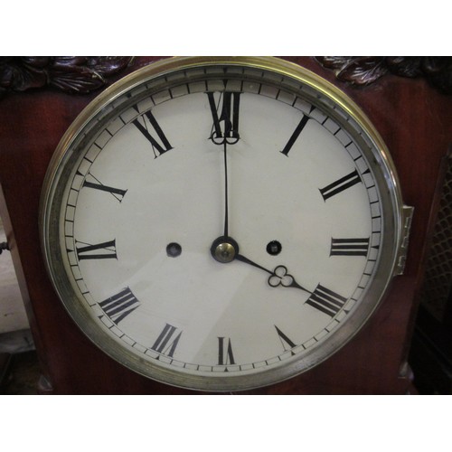 1431 - Victorian mahogany bracket clock, the painted dial with Roman numerals, the case with applied floral... 