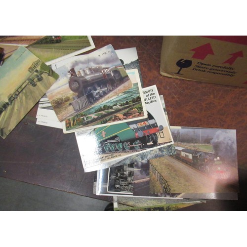 293 - Box containing a quantity of various postcards, some railway related, together with an album contain... 