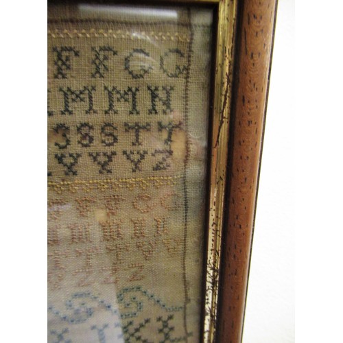 107 - Small early 19th Century alphabet sampler, dated 1806, 22cms x 20cms