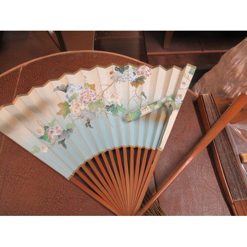 336 - Collection of eight various 20th Century oriental bamboo and hand painted and printed fans