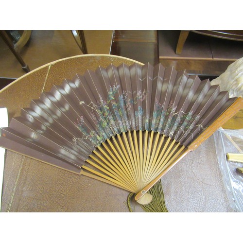 336 - Collection of eight various 20th Century oriental bamboo and hand painted and printed fans