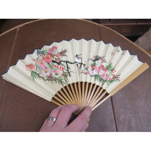 336 - Collection of eight various 20th Century oriental bamboo and hand painted and printed fans