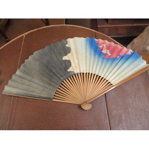 336 - Collection of eight various 20th Century oriental bamboo and hand painted and printed fans