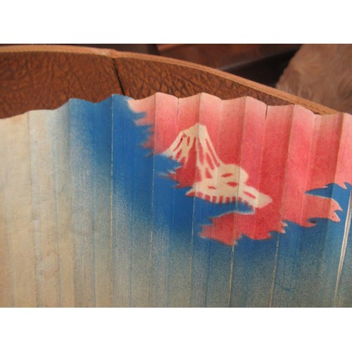 336 - Collection of eight various 20th Century oriental bamboo and hand painted and printed fans