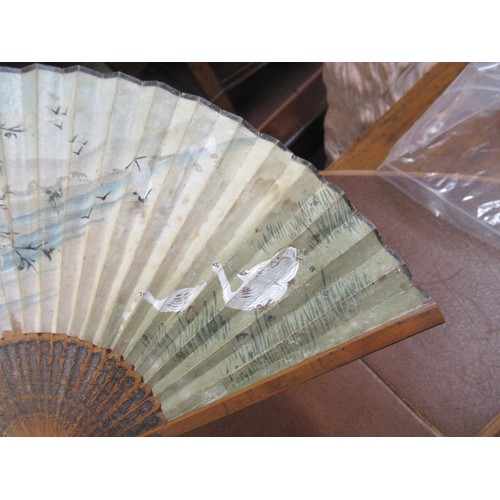 336 - Collection of eight various 20th Century oriental bamboo and hand painted and printed fans