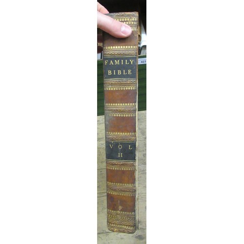 431 - Two volumes, ' The Family Bible MDCCLXX (1770) ', part leather bound