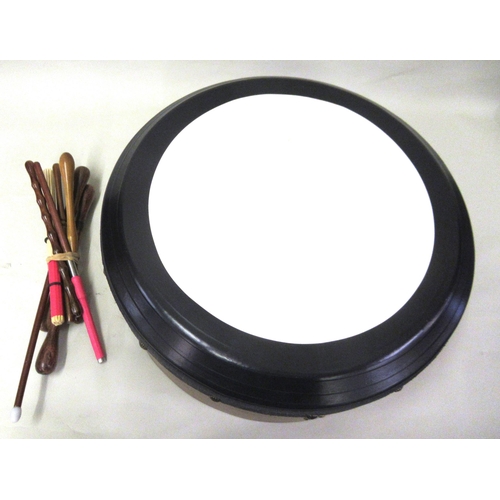 120 - Modern Deep-Rim Performance bodhran with various beaters and soft case. 42cm diameter