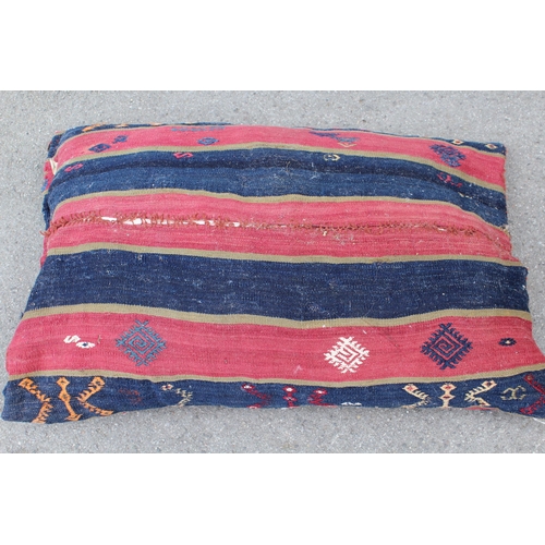 13 - Large Kelim covered cushion, 102cms and a similar Kelim rug