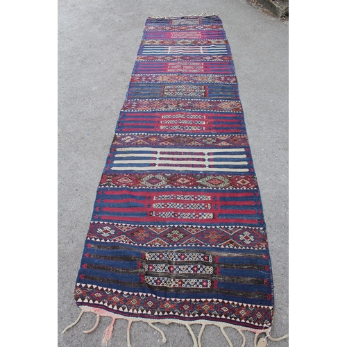 13 - Large Kelim covered cushion, 102cms and a similar Kelim rug