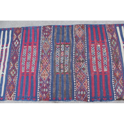 13 - Large Kelim covered cushion, 102cms and a similar Kelim rug