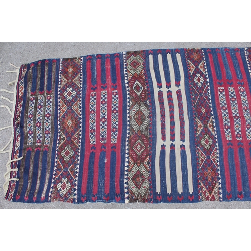 13 - Large Kelim covered cushion, 102cms and a similar Kelim rug