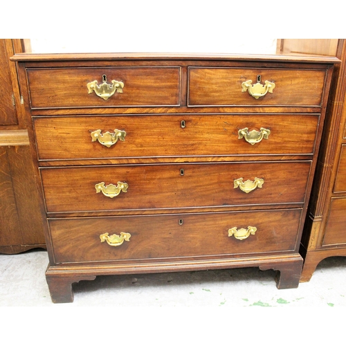 1870 - George III mahogany chest with two short and three long graduated drawers on bracket feet, 97cms hig... 