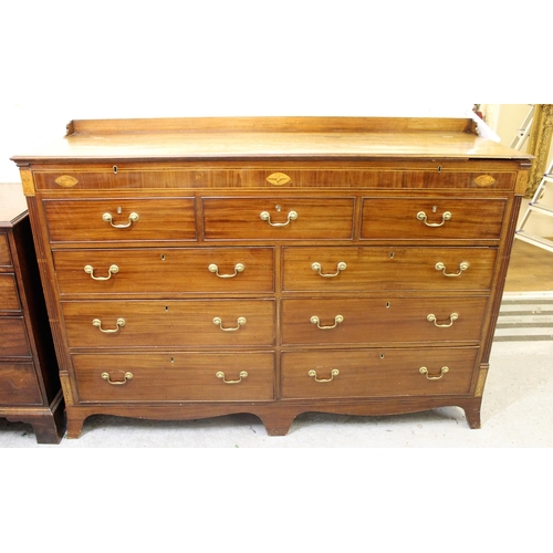 1874 - Late 18th / early 19th Century mahogany and line inlaid mule chest with galleried back, the hinged l... 