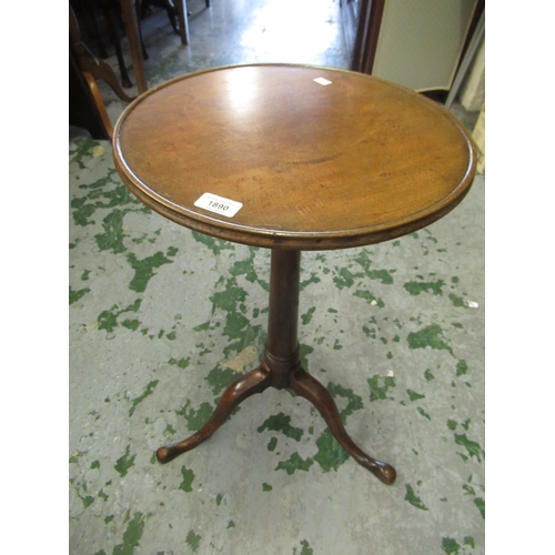 1890 - 18th Century oak circular pedestal wine table, the dish top above a tapering column and tripod base,... 