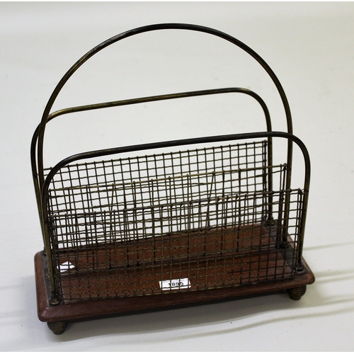 1895 - Early 20th Century brass and mahogany magazine rack, together with a nest of three reproduction occa... 