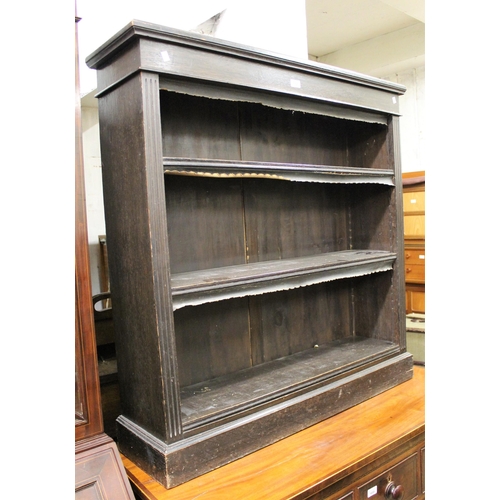 1896 - Late 19th / early 20th Century dark stained oak three shelf open bookcase, 107cms x 108cms