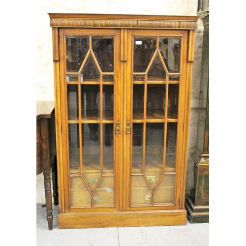 1900 - Late 19th / early 20th Century walnut bookcase with two bar glazed and bevelled glass doors enclosin... 