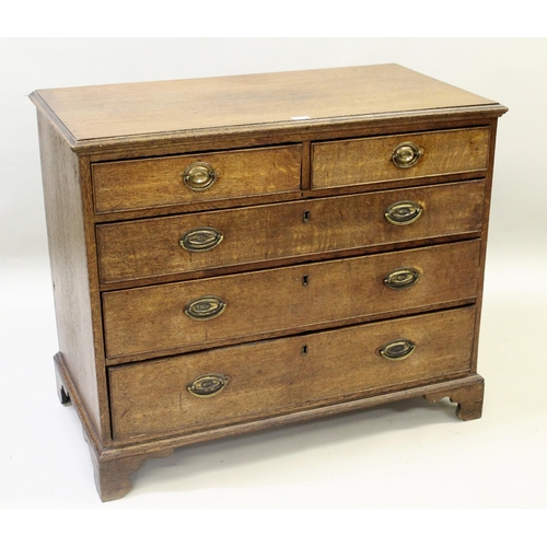 1901 - George III oak straight front chest of two short and three long graduated drawers with brass handles... 