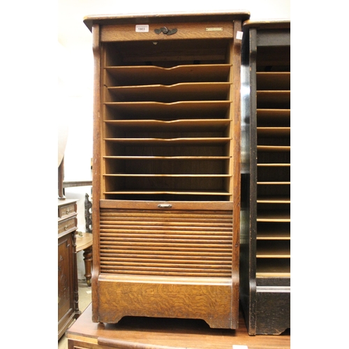 1903 - Early 20th Century oak tambour fronted filing cabinet, 92cms x 48cms, together with another similar