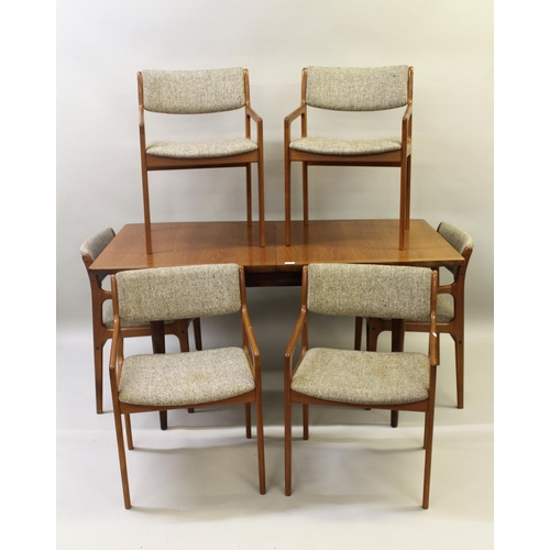 1906 - Set of six Danish teak dining chairs by Vamdrup Stolefabrik, together with a teak extending dining t... 