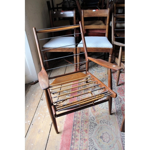 1908 - Pair of mid 20th Century teak framed open armchairs (for restoration)